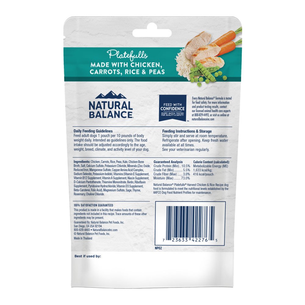 Natural Balance Pet Foods Original Ultra Platefulls Wet Dog Food Harvest Chicken & Rice Recipe 9-oz