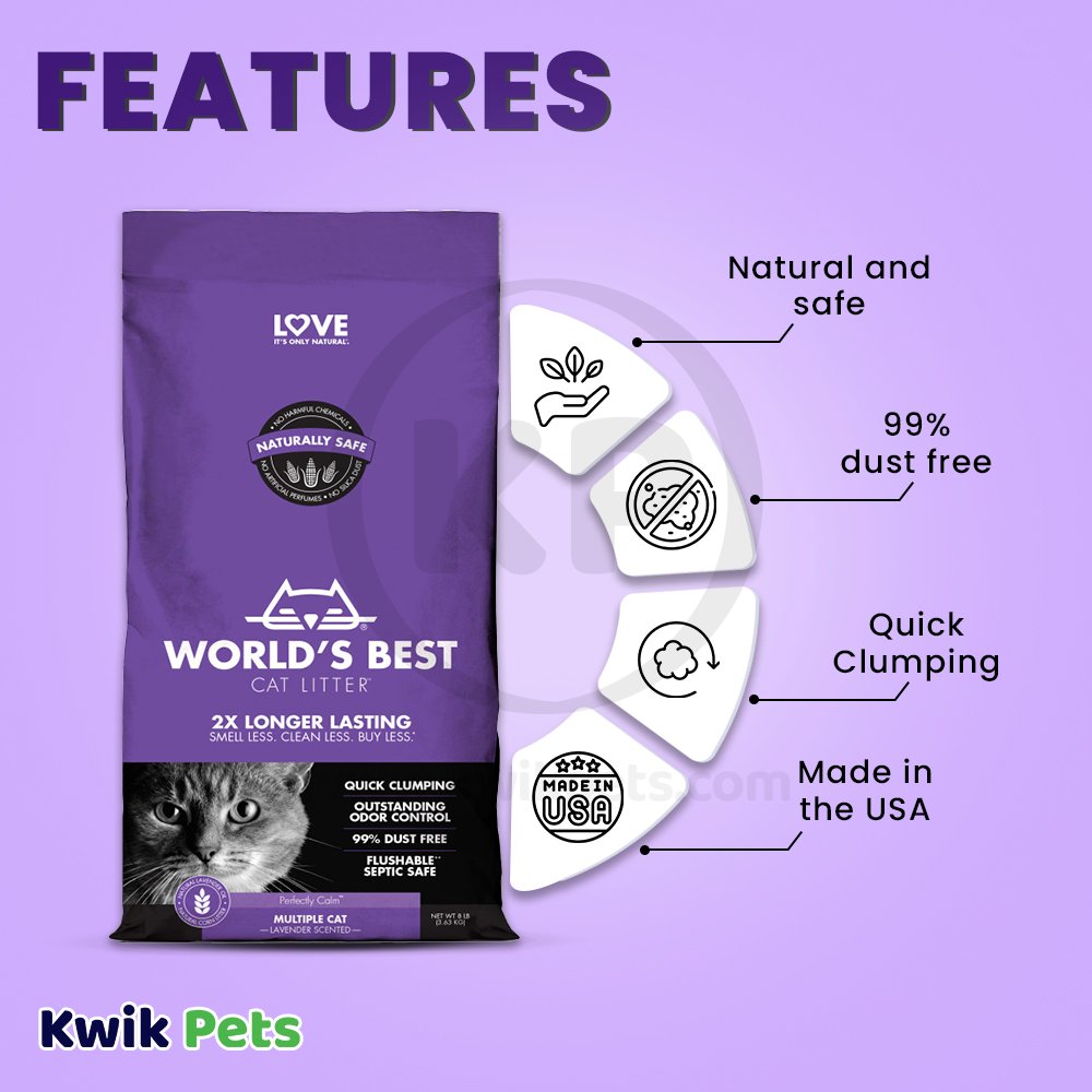 World’s Best Cat Litter Multiple Cat Lavender Scented Formula 8-lb