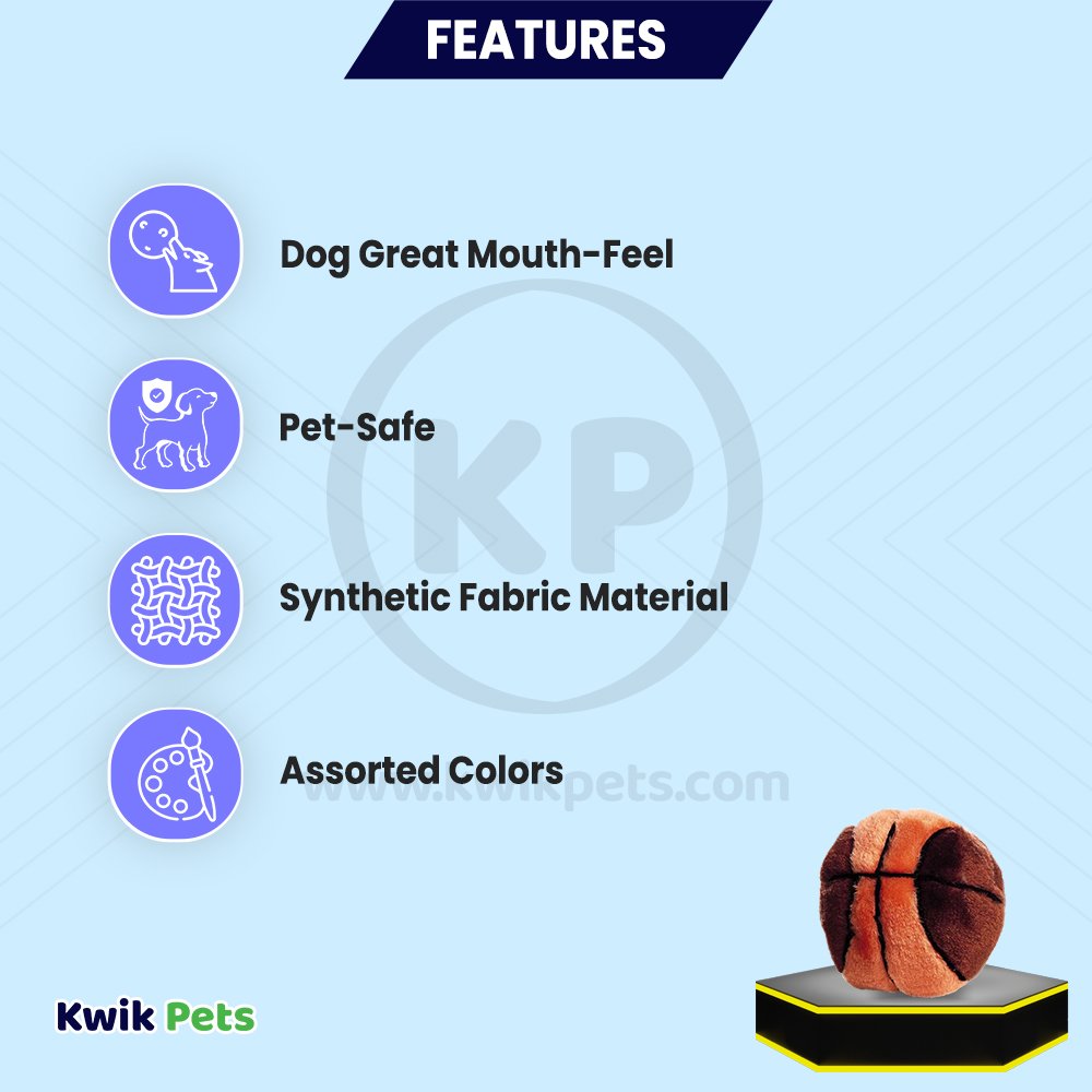 Ethical Pet Spot Plush Dog Toy Basketball 4.5-in