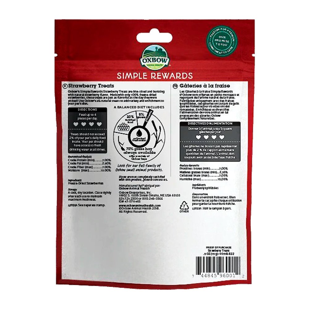 Oxbow Animal Health Simple Rewards Freeze Dried Strawberry Small Animal Treats 0.5-oz