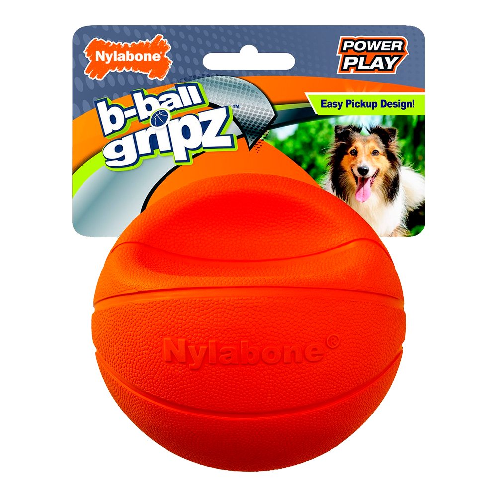 Nylabone Power Play Basketball B-Ball Gripz Dog Toy Medium/Wolf – Up To 35 lbs 4.5-in