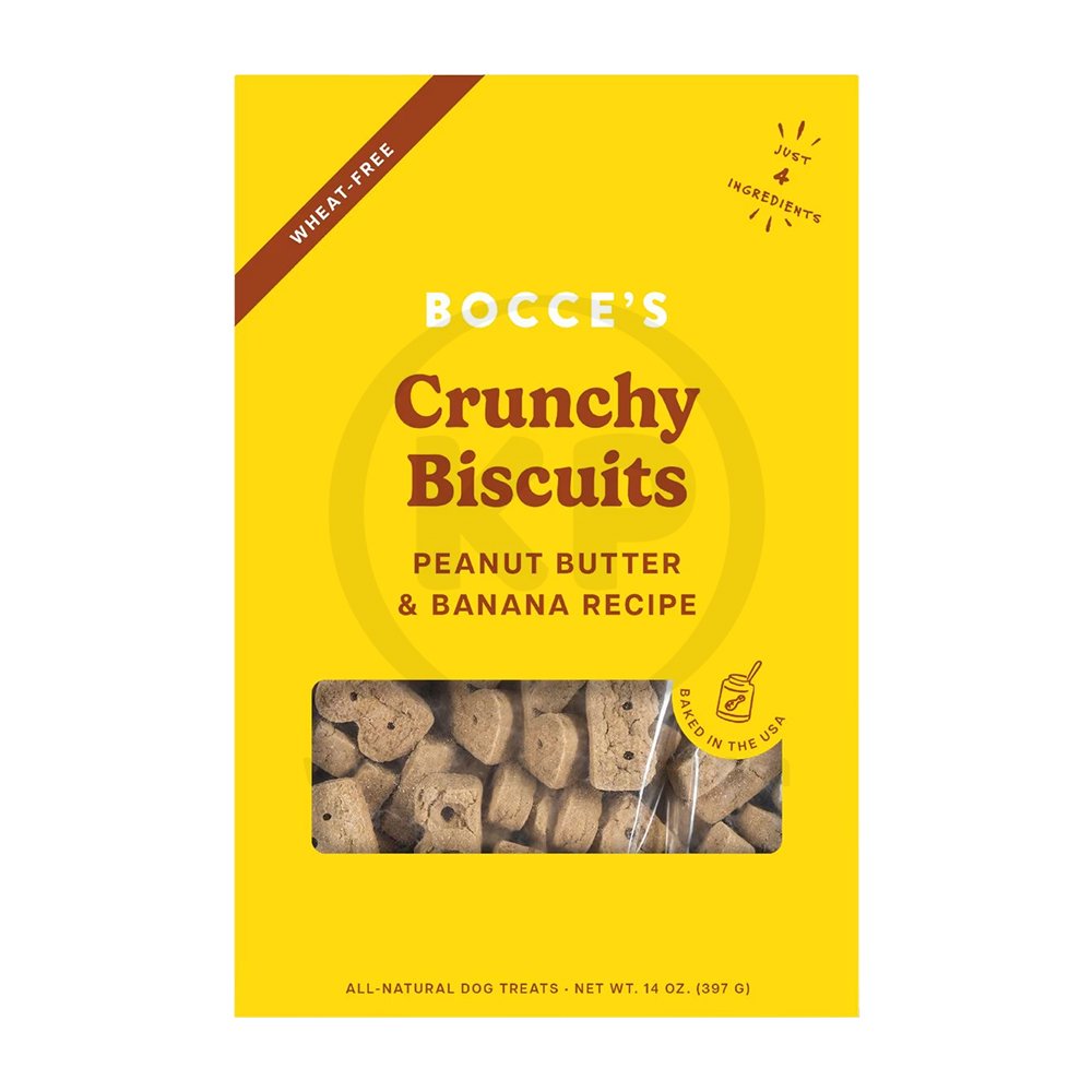 Bocce’s Bakery Crunchy Biscuits Dog Treats Peanut Butter & Banana 14-oz