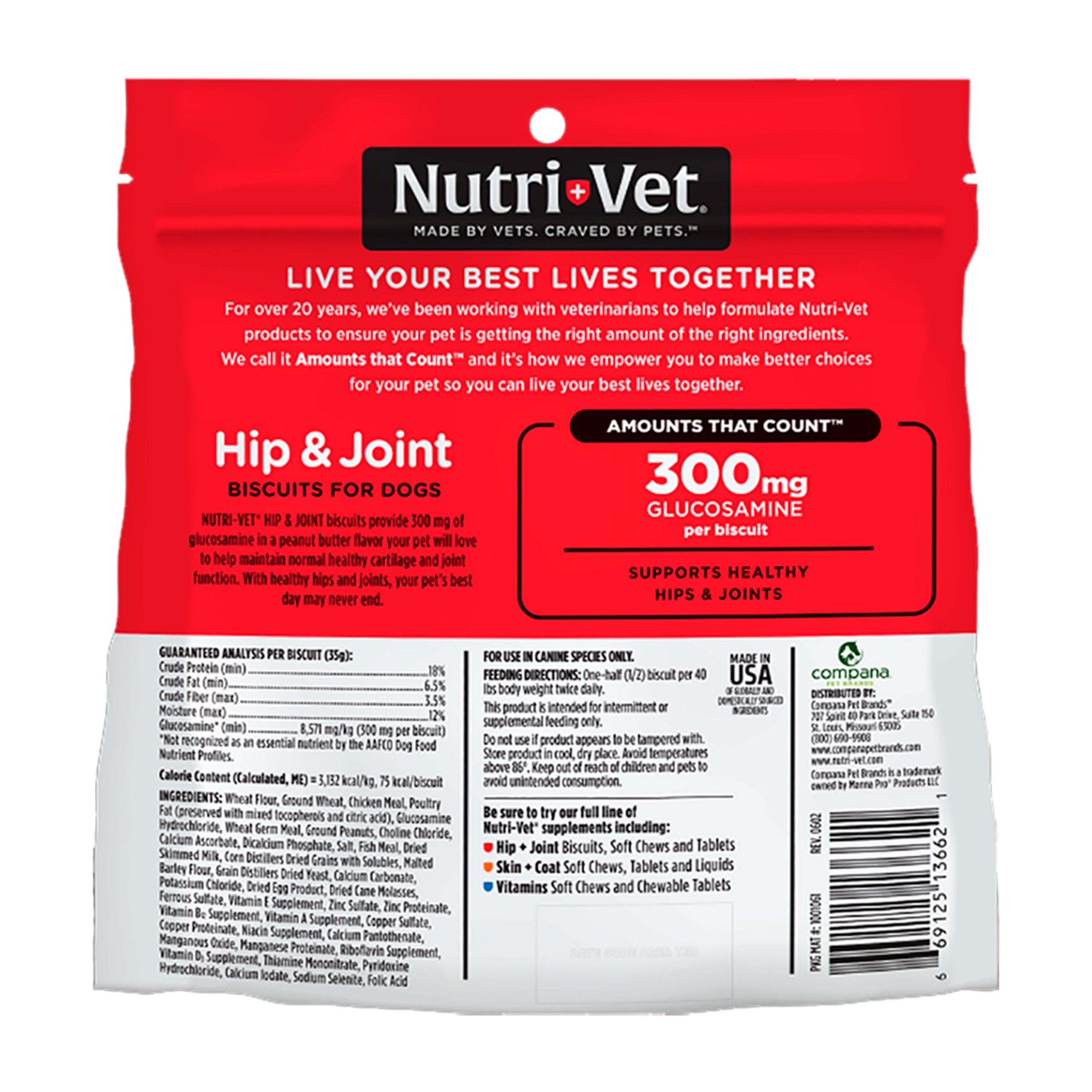 Nutri-Vet Hip & Joint Peanut Butter Dog Biscuits Large 6-lb