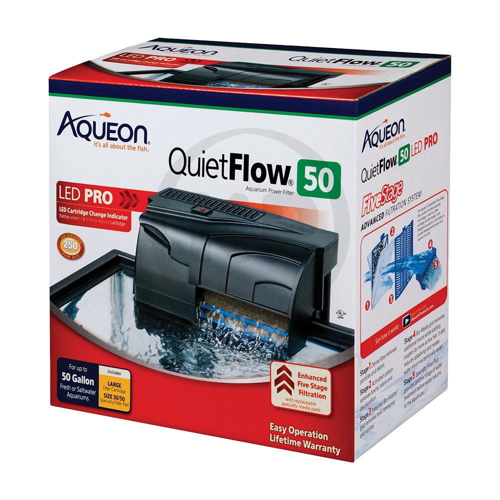 Aqueon QuietFlow LED PRO Aquarium Power Filter Size 50