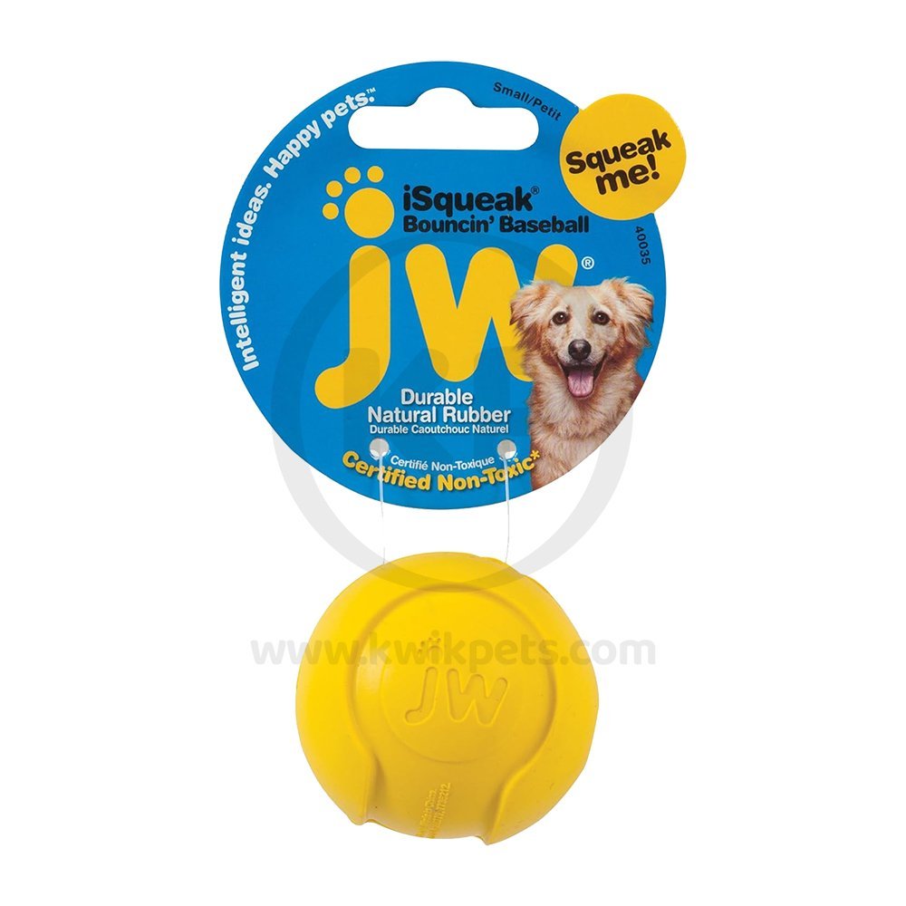 JW Pet iSqueak Bouncin’ Baseball Dog Toy Assorted Small