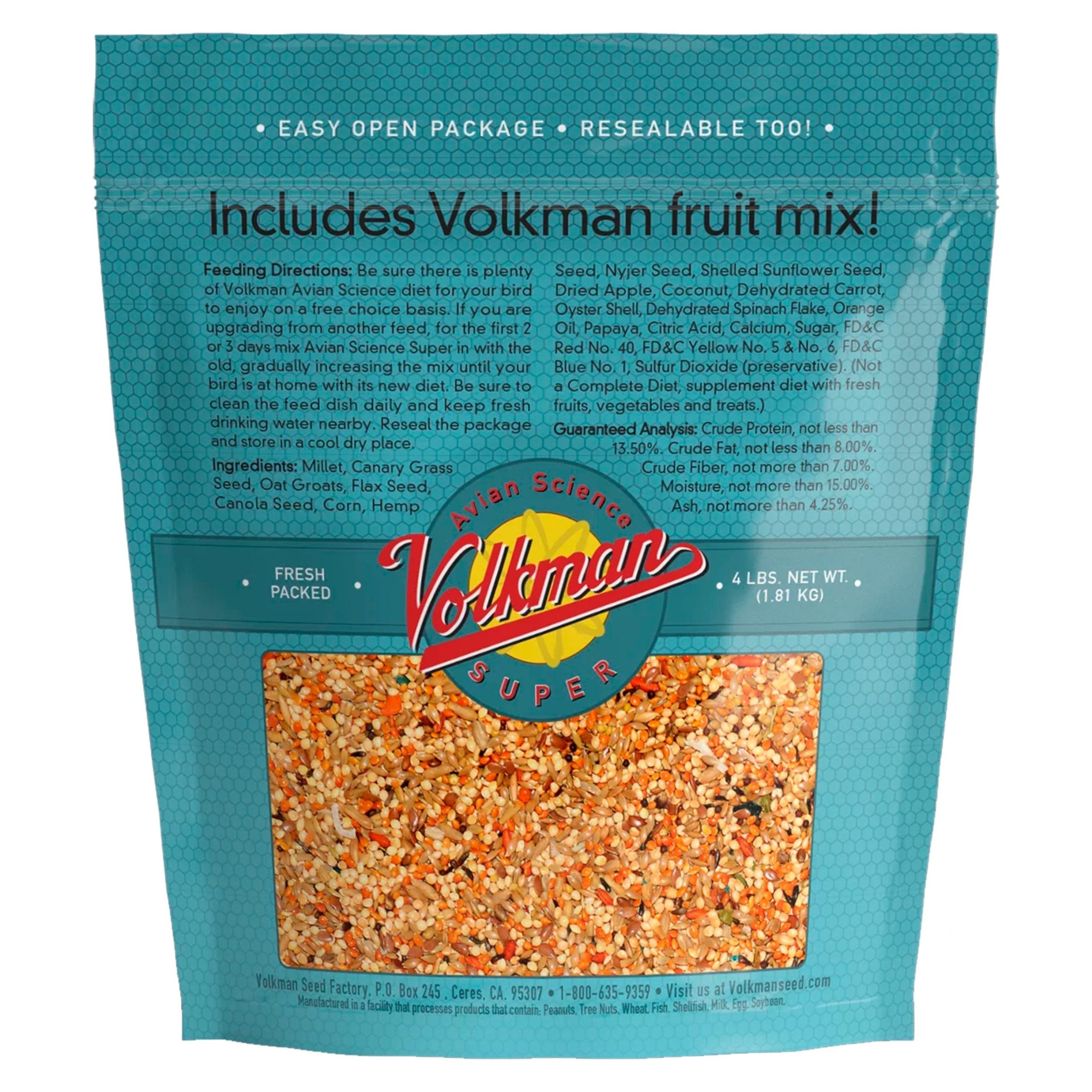 Volkman Seed Company Avian Science Super Parakeet Bird Treat 4-lb