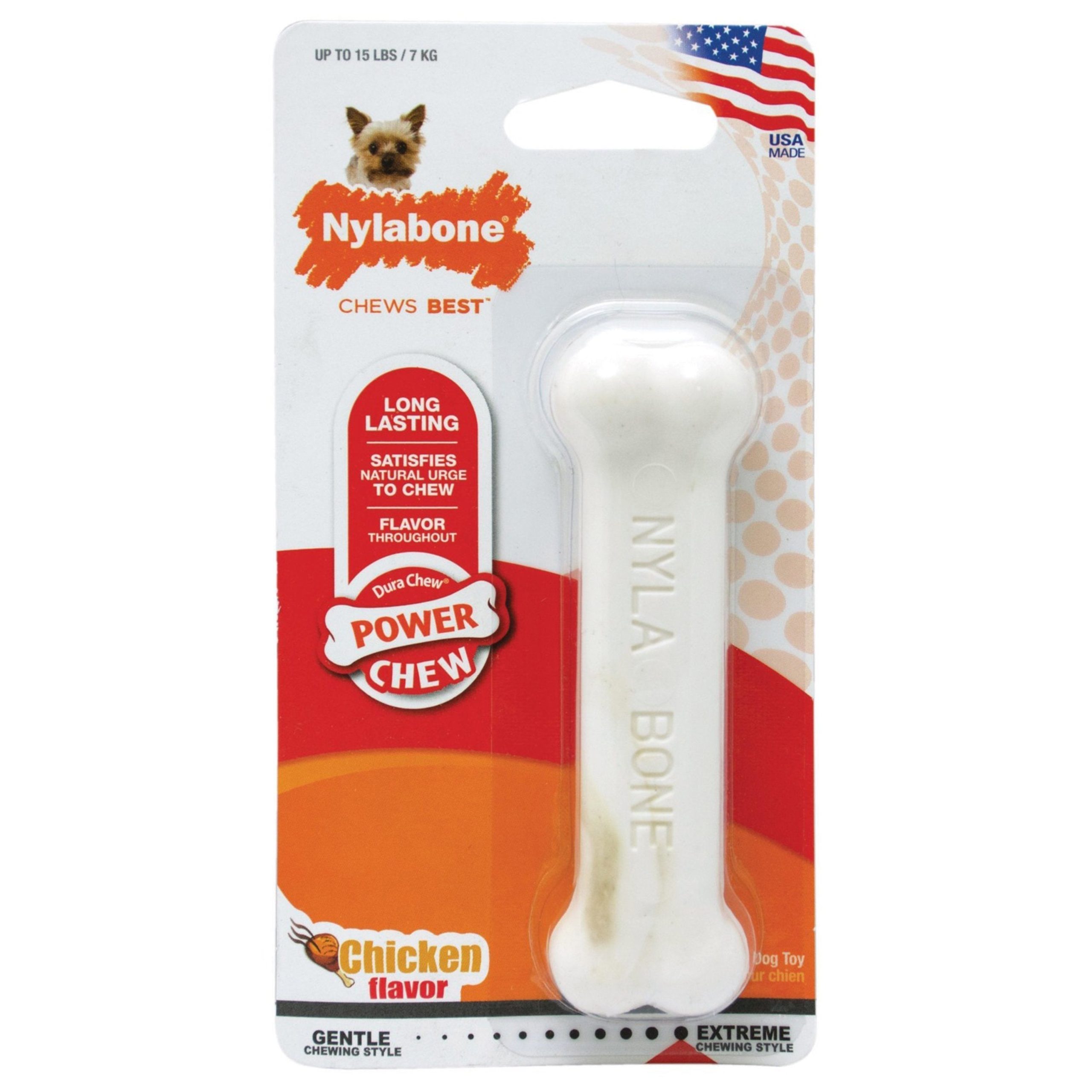 Nylabone Power Chew Dog Toy Chicken XS/Petite – Up To 15 lbs