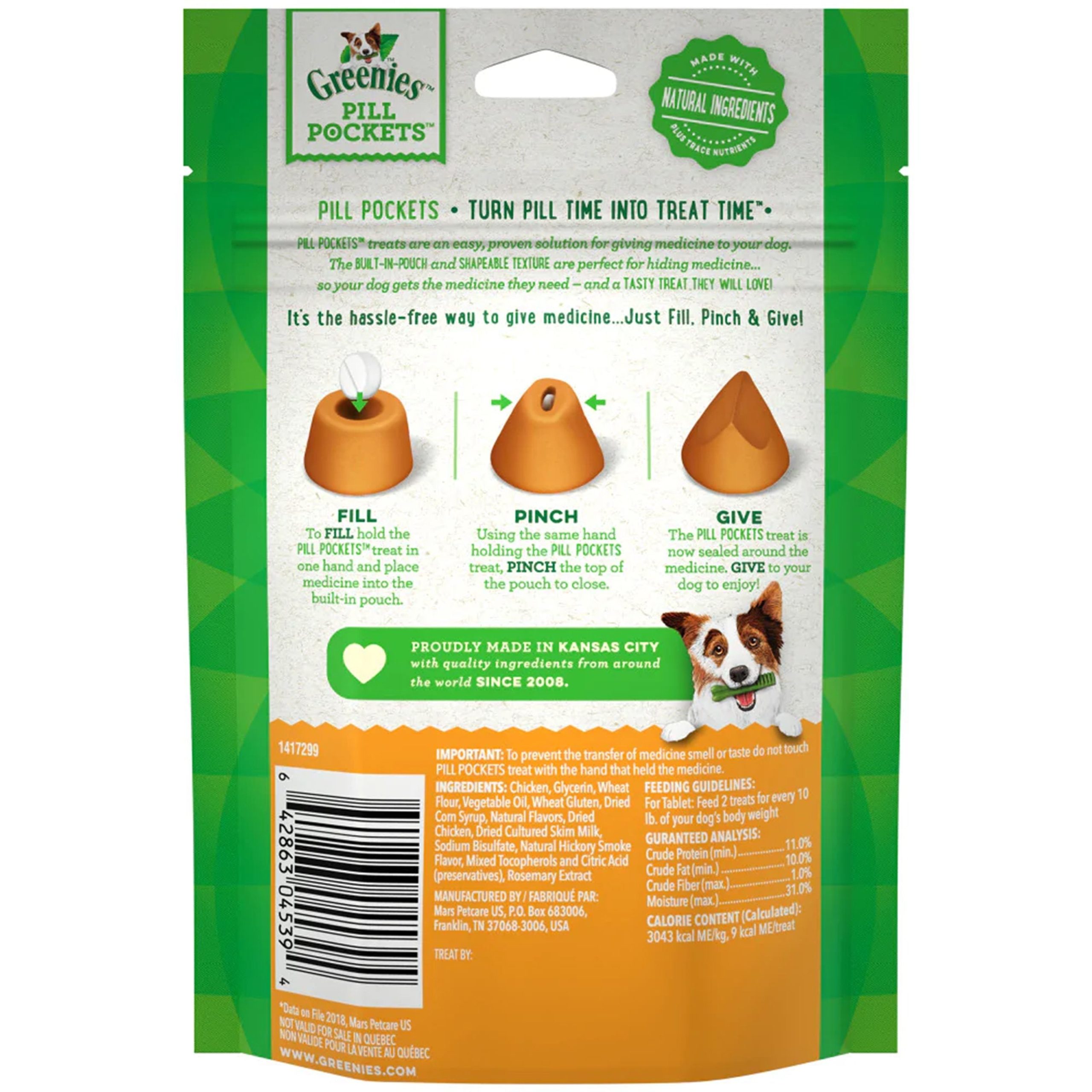 Greenies Tablet Pill Pockets Dog Treats Chicken 3.2-oz 30 Count