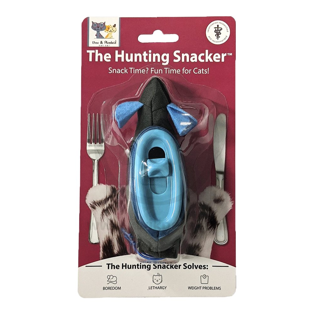 Ethical Pet Spot Doc & Phoebe The Hunting Snacker Cat Feeder Black/Blue 3.5-in