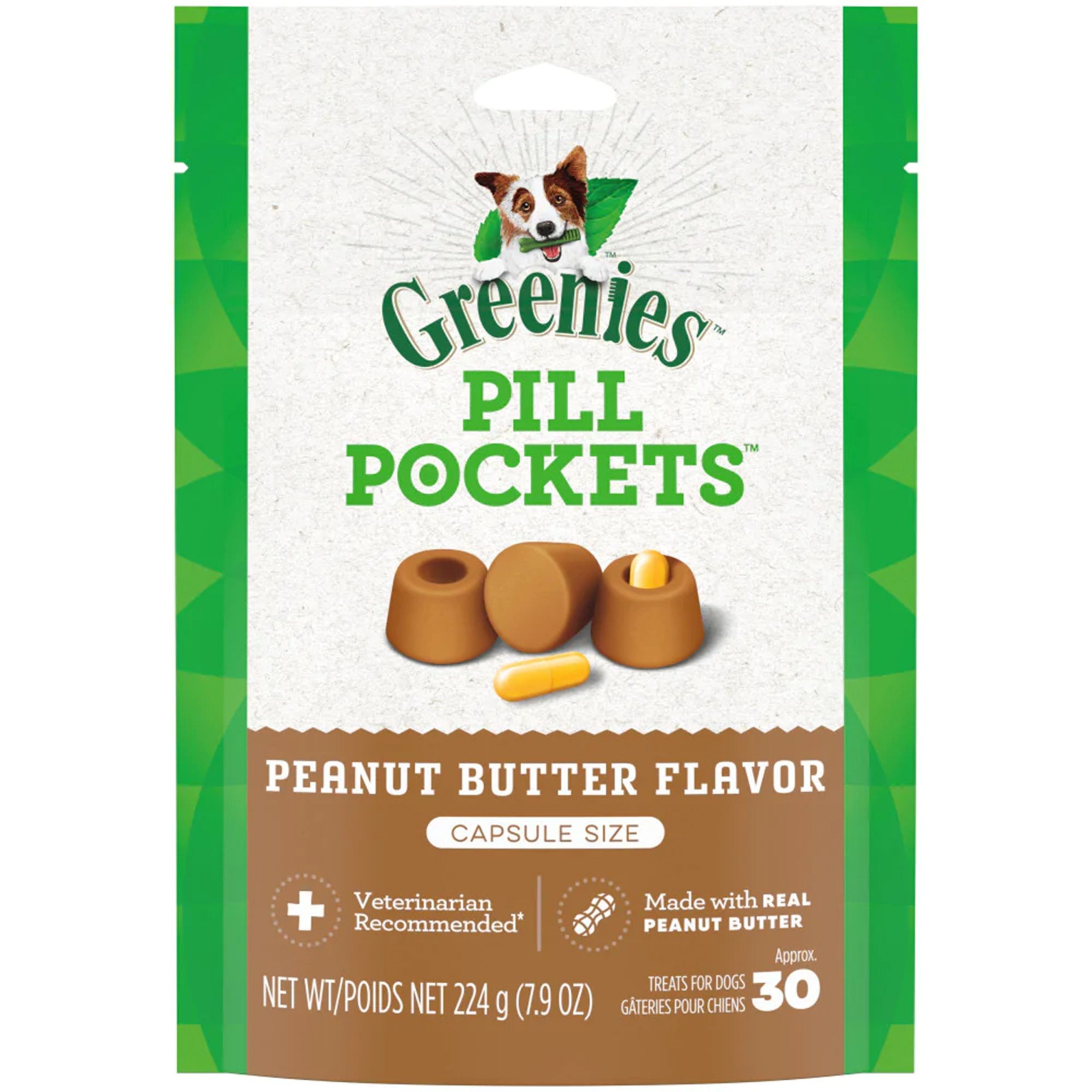 Greenies Capsule Pill Pockets Dog Treats Peanut Butter 7.9-oz 30 Count