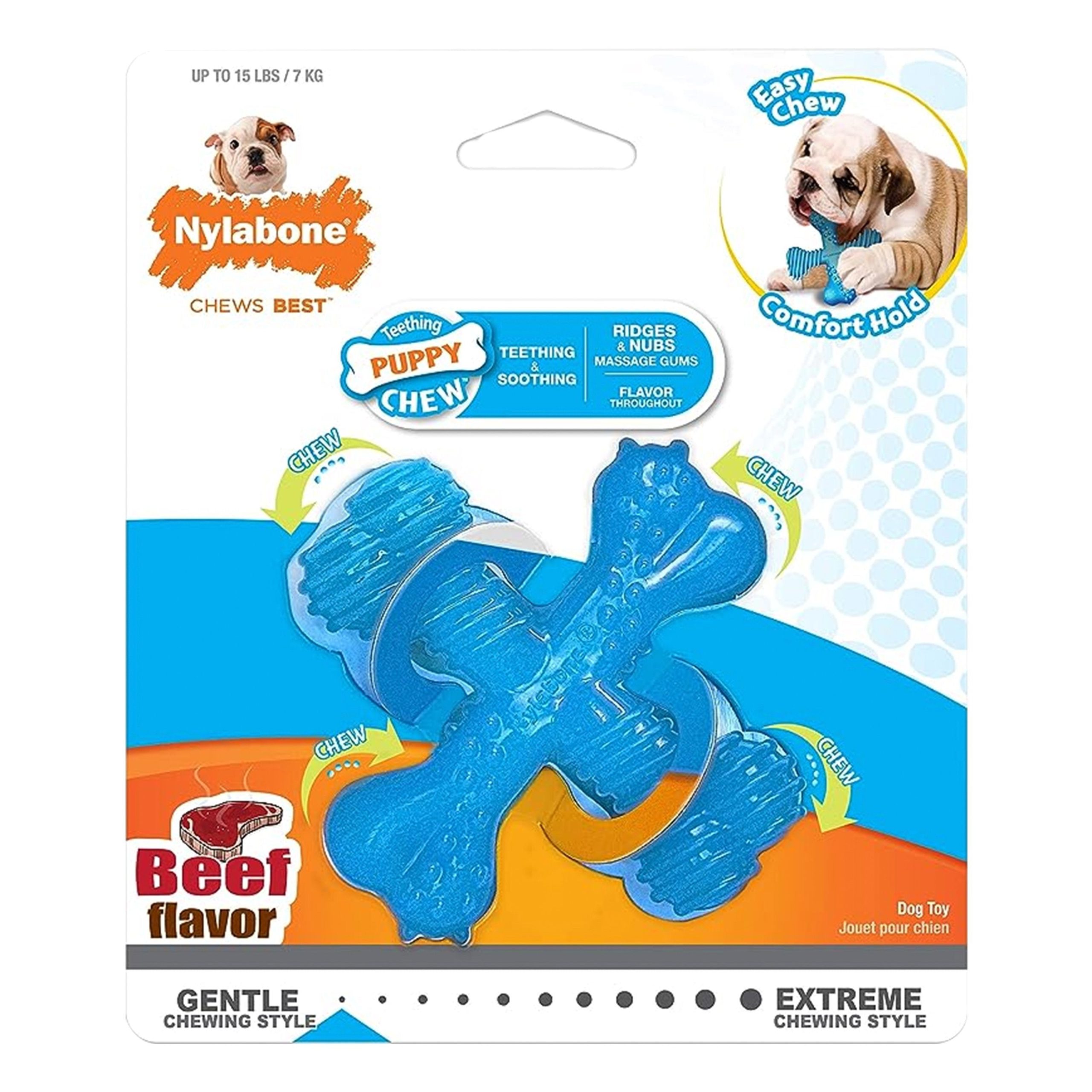 Nylabone Puppy Chew X Bone Chew Toy Beef Small/Regular – Up To 25 Ibs