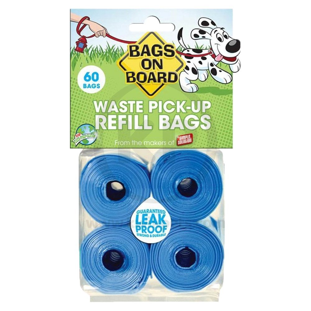 Bags on Board Waste Pick-up Refill Bags Blue 60 Count