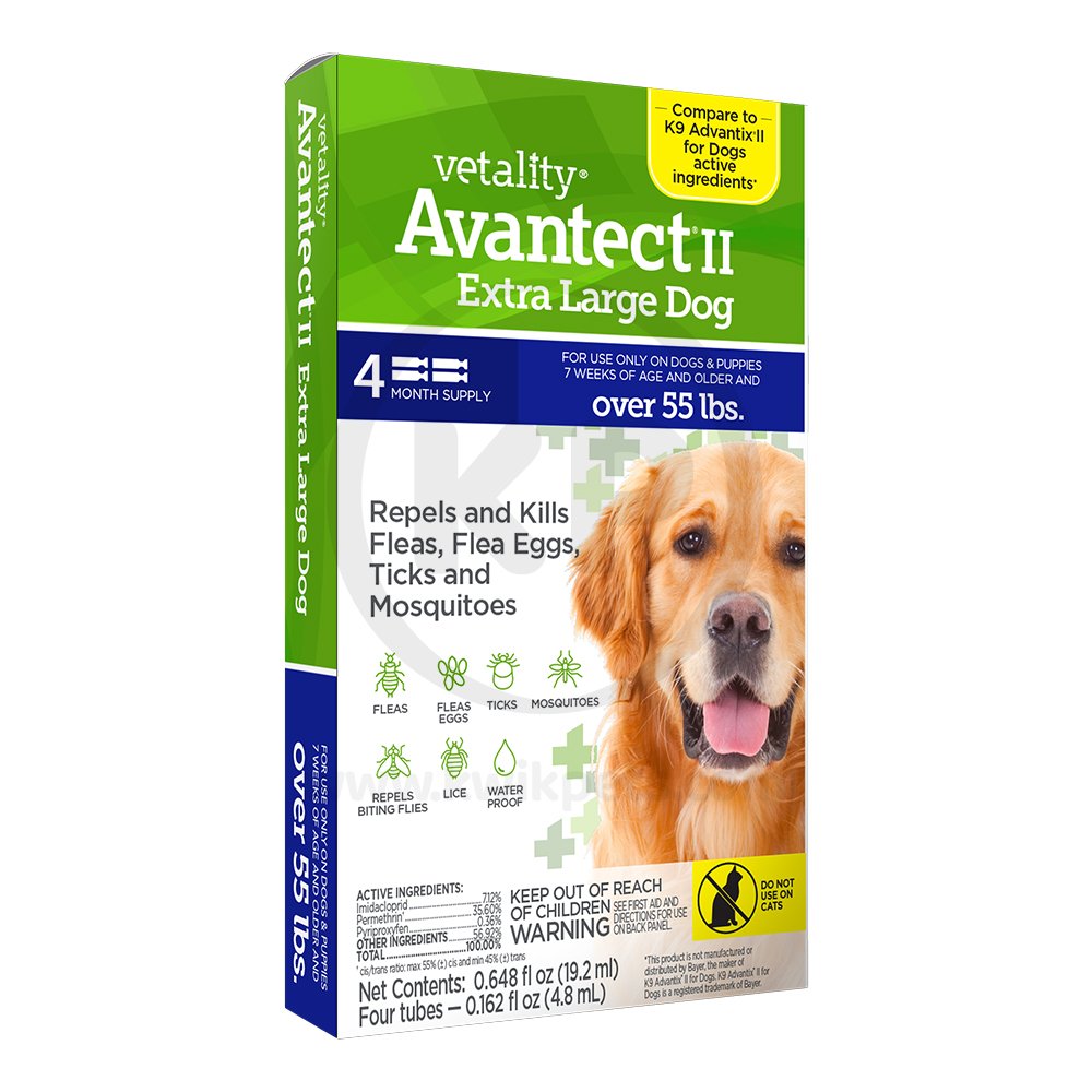 Vetality Avantect II Flea & Tick for Extra Large Dogs 4-Count 0.648-oz