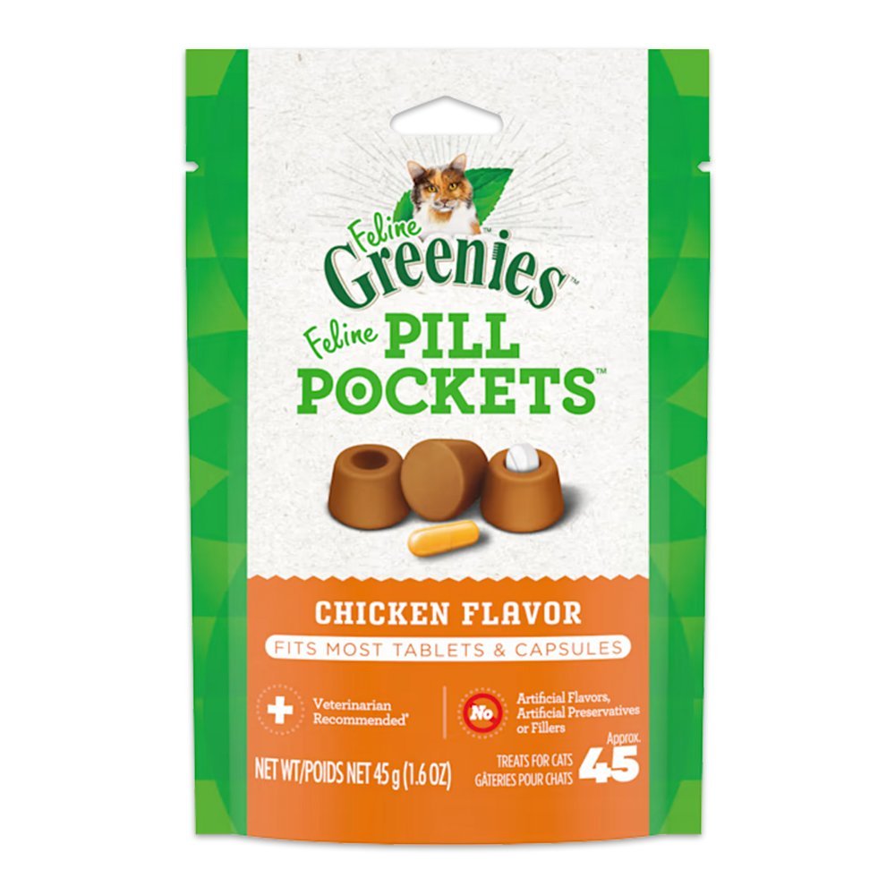 Greenies Feline Pill Pockets Cat Treats Chicken 1.6-oz 45 Count