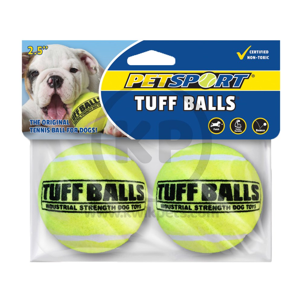 Petsport USA Tuff Ball Dog Toy Yellow 2 Count 2.5-in