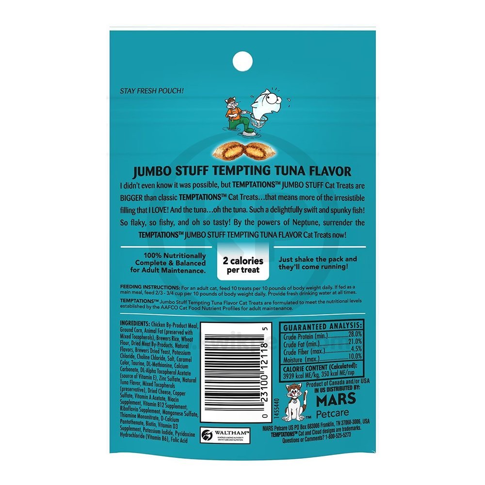 Temptations Jumbo Stuff Soft & Crunchy Cat Treats Tempting Tuna 2.47-oz