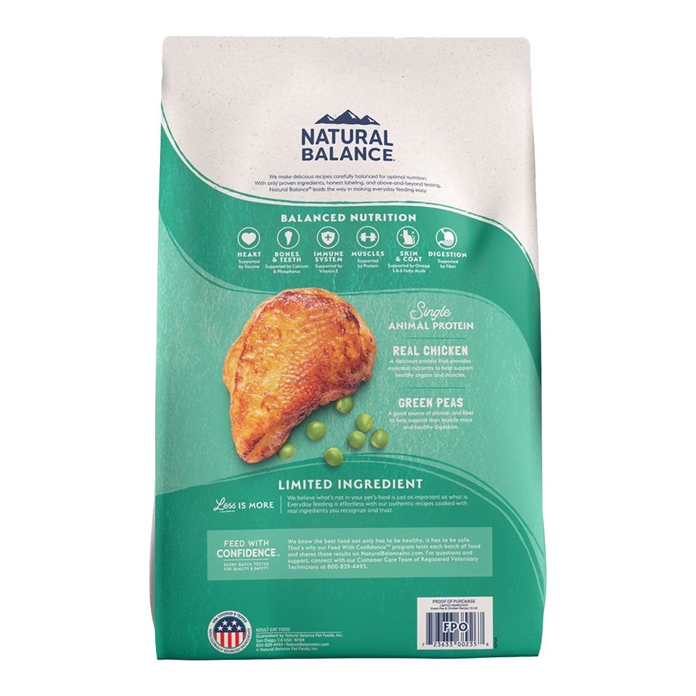 Natural Balance Pet Foods L.I.D. Grain-Free Adult Dry Cat Food Green Pea & Chicken 5-lb