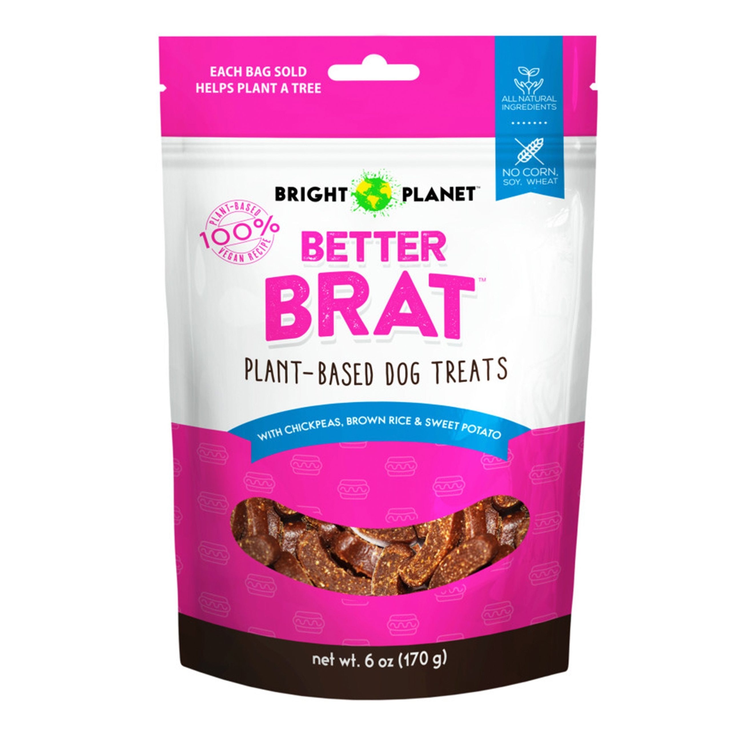 Bright Planet Better Brat Plant-Based Dog Treats 6-oz