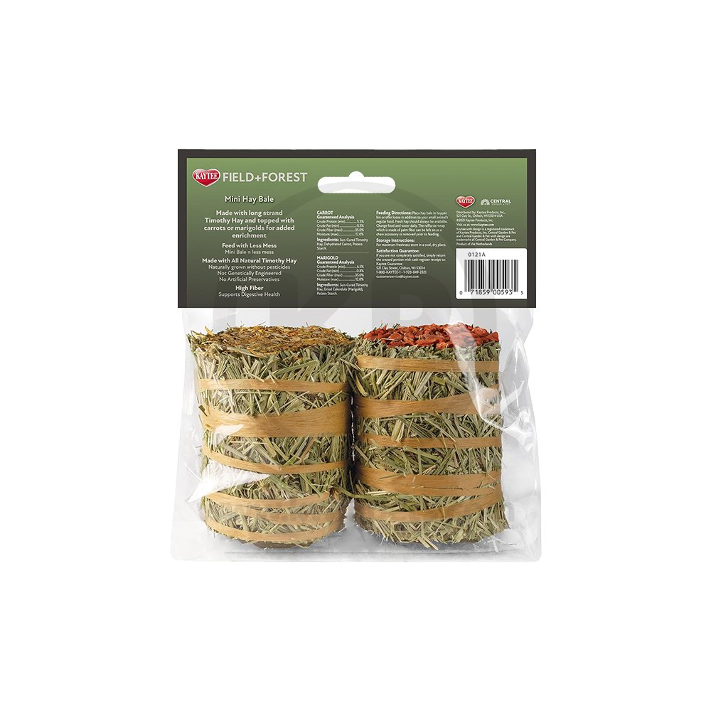 Kaytee Field+Forest Mini Hay Bales Carrot & Marigold for Rabbits Guinea Pigs & Chinchillas 2 Count 7-oz