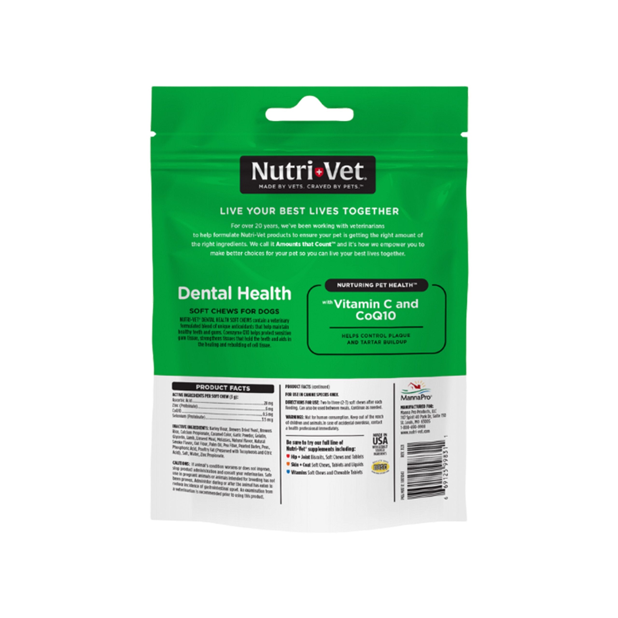 Nutri-Vet Hickory Smoke Dental Health Soft Chews for Dogs 70 Count 6-oz