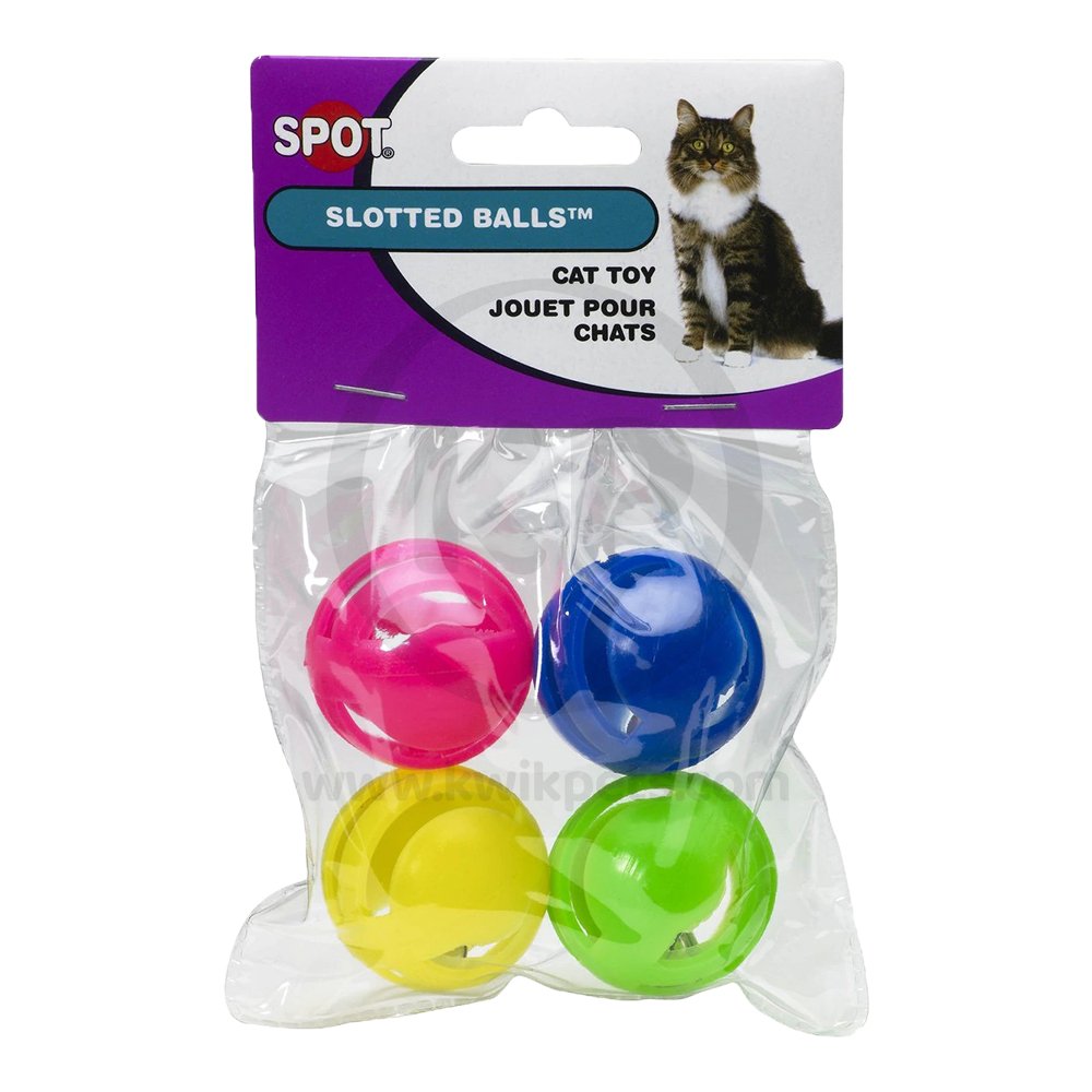 Ethical Pet Spot Slotted Balls Cat Toy Multicolor 4 Count